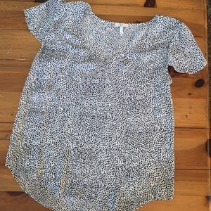 Joie 100% Silk Animal Print Cap Sleeve Blouse Size Medium